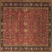 Square Oriental Brown Industrial Rug, urb2289brn