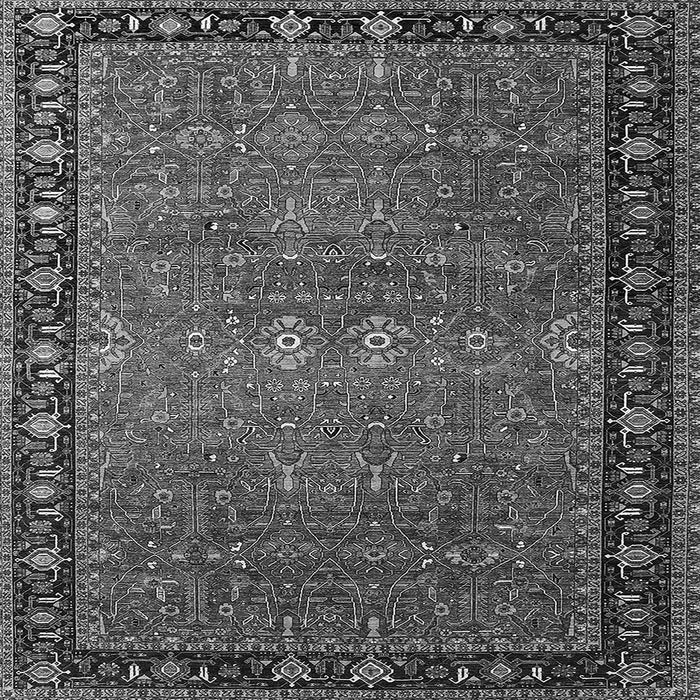 Square Machine Washable Oriental Gray Industrial Rug, wshurb2289gry