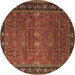 Round Machine Washable Oriental Brown Industrial Rug, wshurb2289brn