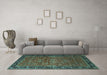 Machine Washable Oriental Turquoise Industrial Area Rugs in a Living Room,, wshurb2289turq