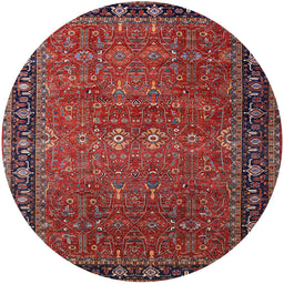 Round Machine Washable Industrial Modern Dark Almond Brown Rug, wshurb2289