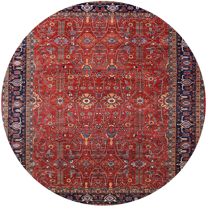Round Machine Washable Industrial Modern Dark Almond Brown Rug, wshurb2289