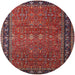 Round Mid-Century Modern Dark Almond Brown Oriental Rug, urb2289