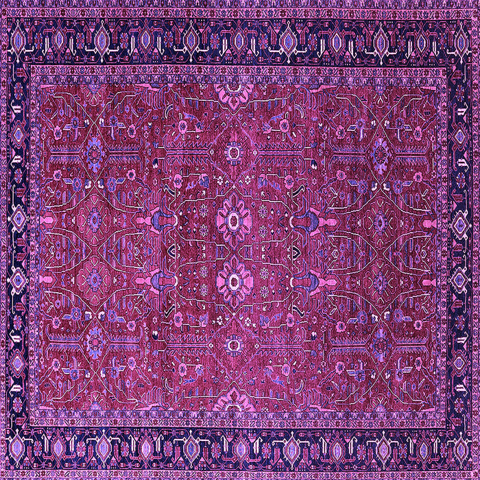 Square Machine Washable Oriental Purple Industrial Area Rugs, wshurb2289pur