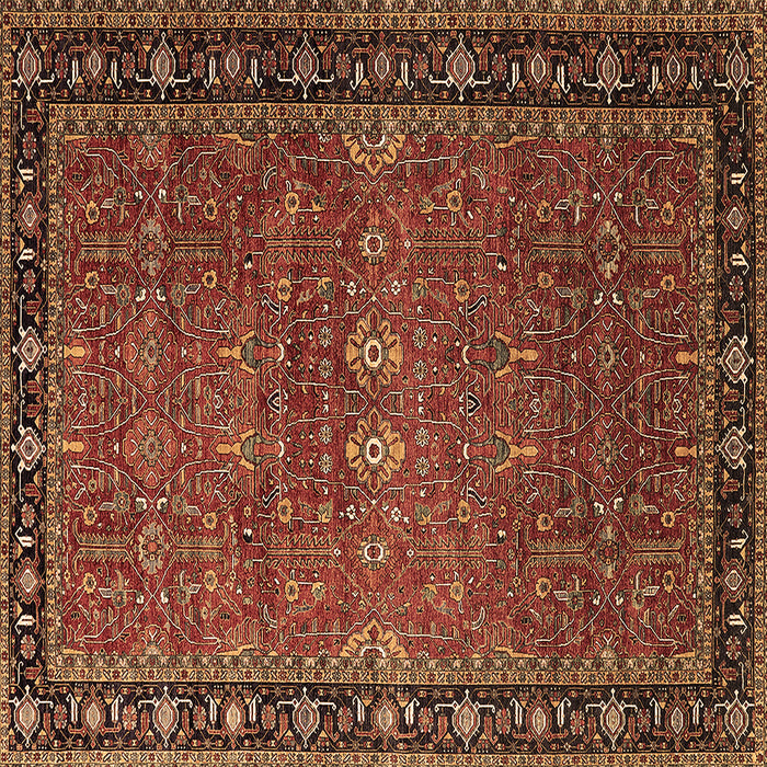 Square Machine Washable Oriental Brown Industrial Rug, wshurb2289brn
