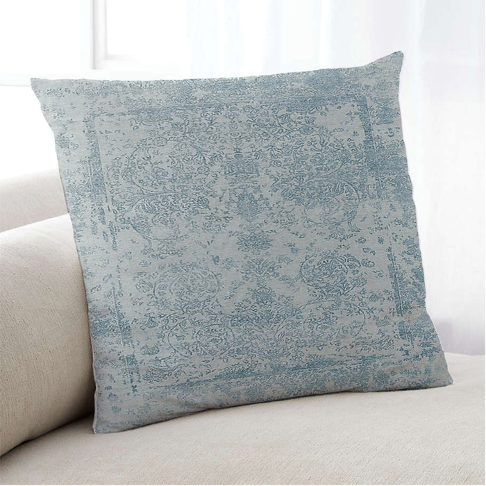 Lifestyle Image of Mid-Century Modern Urban Square Light Slate Gray Throw Pillow, 18 inch by 18 inch, pwurb228