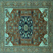 Square Persian Turquoise Traditional Rug, urb2290turq