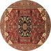 Round Machine Washable Persian Brown Traditional Rug, wshurb2290brn