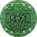 Round Persian Emerald Green Traditional Rug, urb2290emgrn