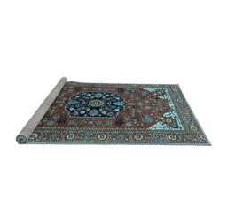 Sideview of Machine Washable Persian Light Blue Traditional Rug, wshurb2290lblu