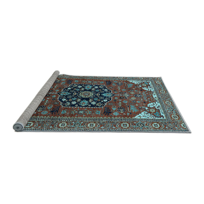 Sideview of Machine Washable Persian Light Blue Traditional Rug, wshurb2290lblu