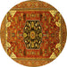 Round Machine Washable Persian Yellow Traditional Rug, wshurb2290yw