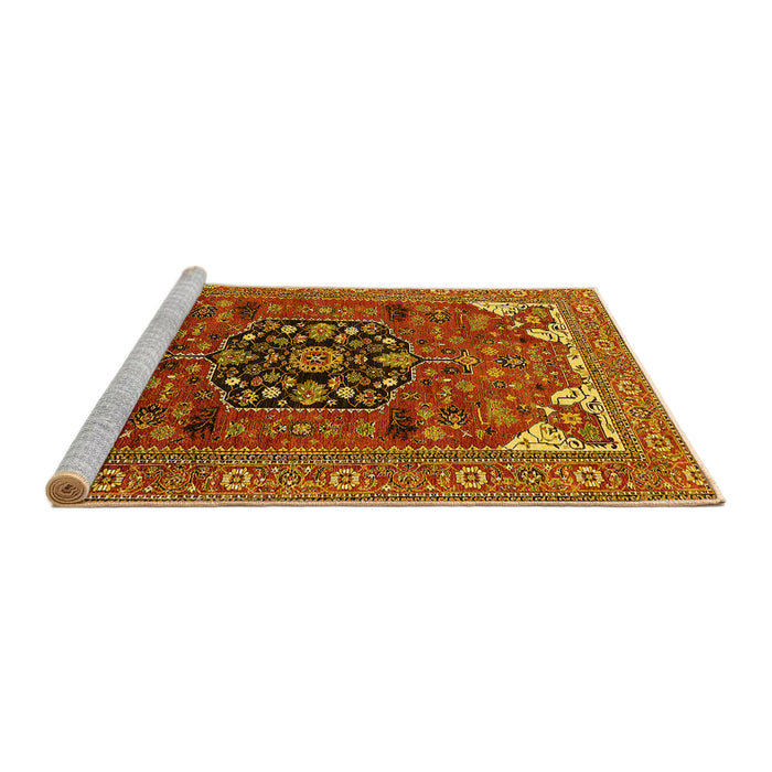 Sideview of Machine Washable Persian Yellow Traditional Rug, wshurb2290yw