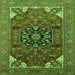 Square Persian Green Traditional Rug, urb2290grn