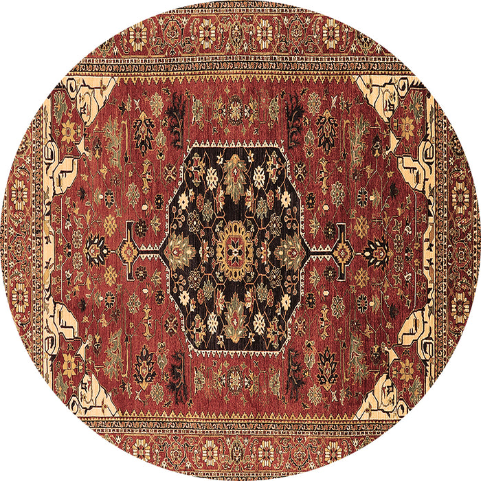 Round Persian Brown Traditional Rug, urb2290brn