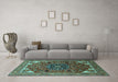 Machine Washable Persian Turquoise Traditional Area Rugs in a Living Room,, wshurb2290turq