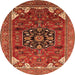 Round Machine Washable Persian Orange Traditional Area Rugs, wshurb2290org