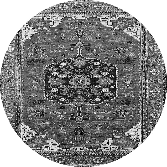 Round Persian Gray Traditional Rug, urb2290gry