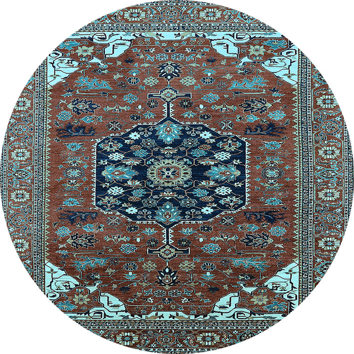 Round Machine Washable Persian Light Blue Traditional Rug, wshurb2290lblu