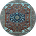 Round Machine Washable Persian Light Blue Traditional Rug, wshurb2290lblu