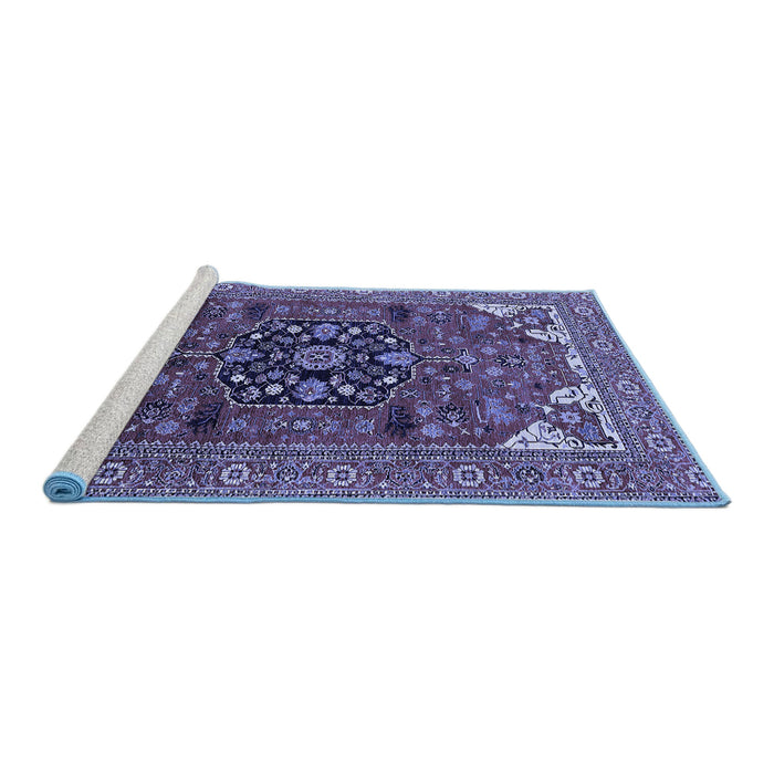 Sideview of Machine Washable Persian Blue Traditional Rug, wshurb2290blu