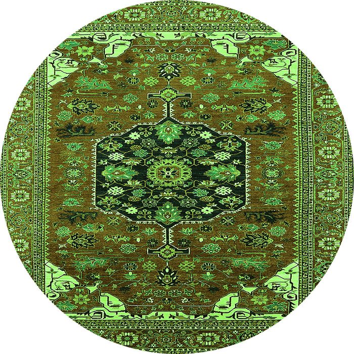 Round Machine Washable Persian Green Traditional Area Rugs, wshurb2290grn