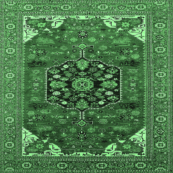 Square Persian Emerald Green Traditional Rug, urb2290emgrn