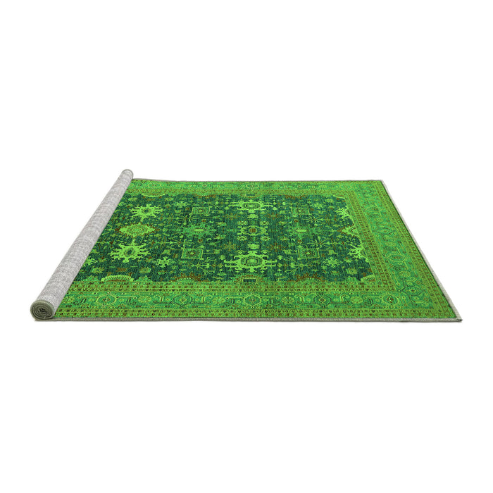 Sideview of Machine Washable Oriental Green Traditional Area Rugs, wshurb2291grn