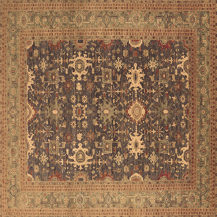Square Machine Washable Oriental Brown Traditional Rug, wshurb2291brn