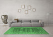 Machine Washable Oriental Emerald Green Traditional Area Rugs in a Living Room,, wshurb2291emgrn