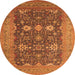 Round Machine Washable Oriental Orange Traditional Area Rugs, wshurb2291org