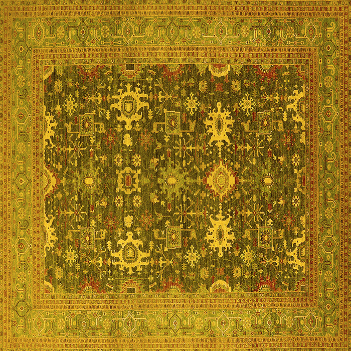 Square Machine Washable Oriental Yellow Traditional Rug, wshurb2291yw