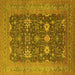 Square Machine Washable Oriental Yellow Traditional Rug, wshurb2291yw