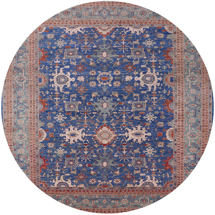 Round Mid-Century Modern Purple Oriental Rug, urb2291