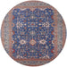 Round Mid-Century Modern Purple Oriental Rug, urb2291