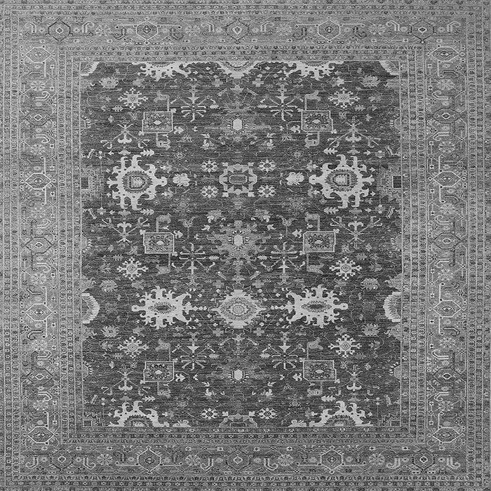 Square Machine Washable Oriental Gray Traditional Rug, wshurb2291gry