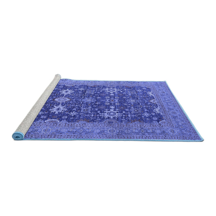 Sideview of Machine Washable Oriental Blue Traditional Rug, wshurb2291blu