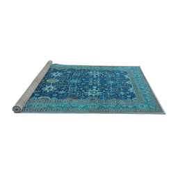 Sideview of Machine Washable Oriental Light Blue Traditional Rug, wshurb2291lblu