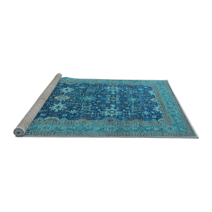 Sideview of Machine Washable Oriental Light Blue Traditional Rug, wshurb2291lblu