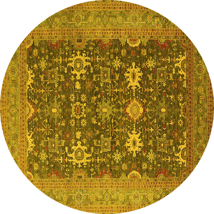Round Oriental Yellow Traditional Rug, urb2291yw