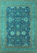 Machine Washable Oriental Turquoise Traditional Area Rugs, wshurb2291turq