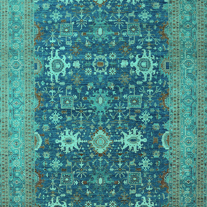 Machine Washable Oriental Turquoise Traditional Area Rugs, wshurb2291turq