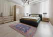 Mid-Century Modern Purple Oriental Rug in a Bedroom, urb2291