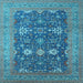 Square Machine Washable Oriental Light Blue Traditional Rug, wshurb2291lblu