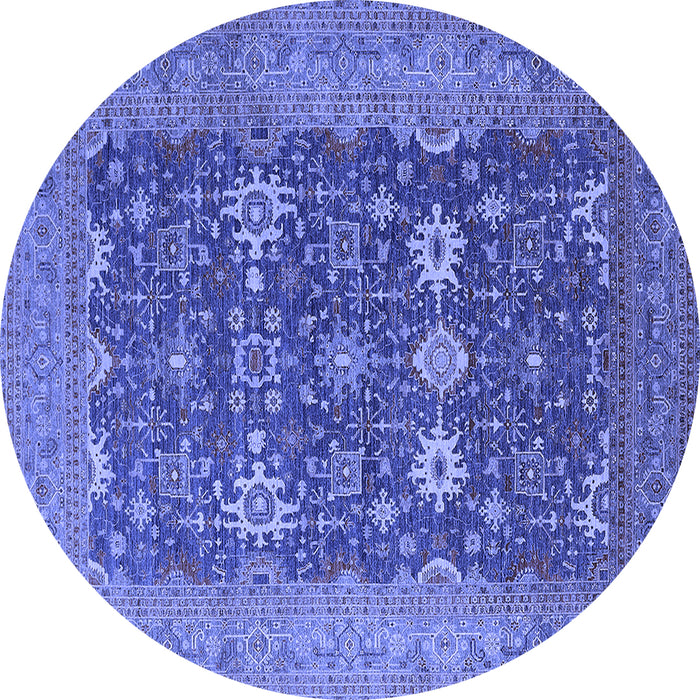 Round Oriental Blue Traditional Rug, urb2291blu