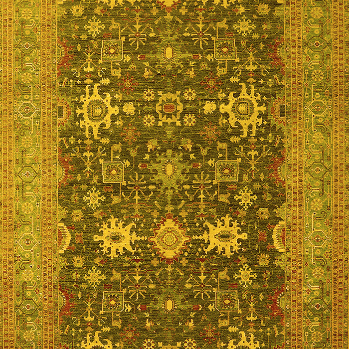 Machine Washable Oriental Yellow Traditional Rug, wshurb2291yw