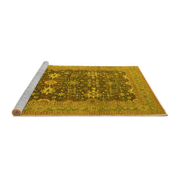 Sideview of Machine Washable Oriental Yellow Traditional Rug, wshurb2291yw