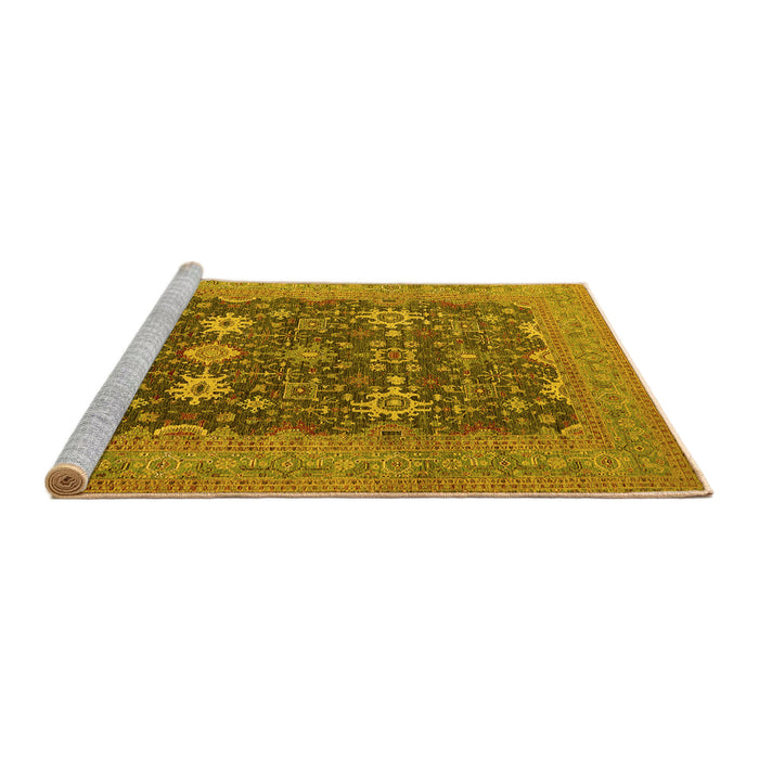 Sideview of Machine Washable Oriental Yellow Traditional Rug, wshurb2291yw