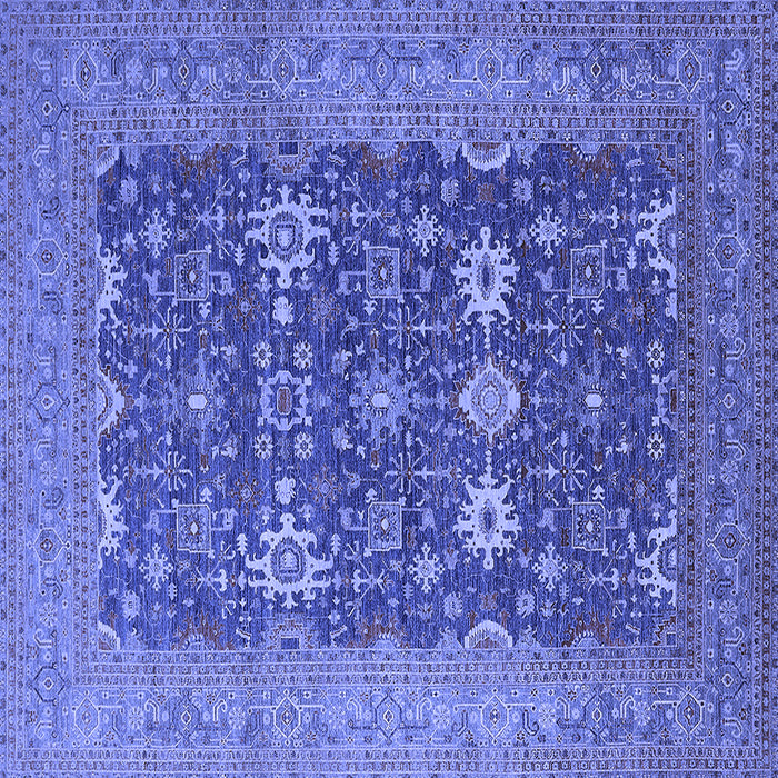 Square Machine Washable Oriental Blue Traditional Rug, wshurb2291blu