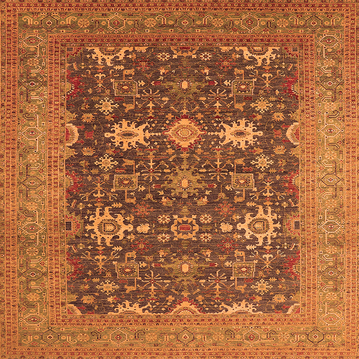 Square Oriental Orange Traditional Rug, urb2291org